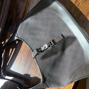 Vintage Gucci Jackie O Hobo Medium Black Monogram Canvas Bag